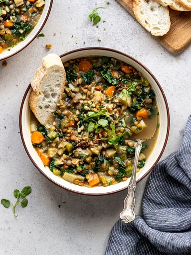 Hearty Green Lentil & Vegetable Soup (Instant Pot Option)