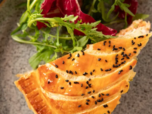 Marcus Wareing's Salmon Pithivier with Spring Onions, Chives and Dill
