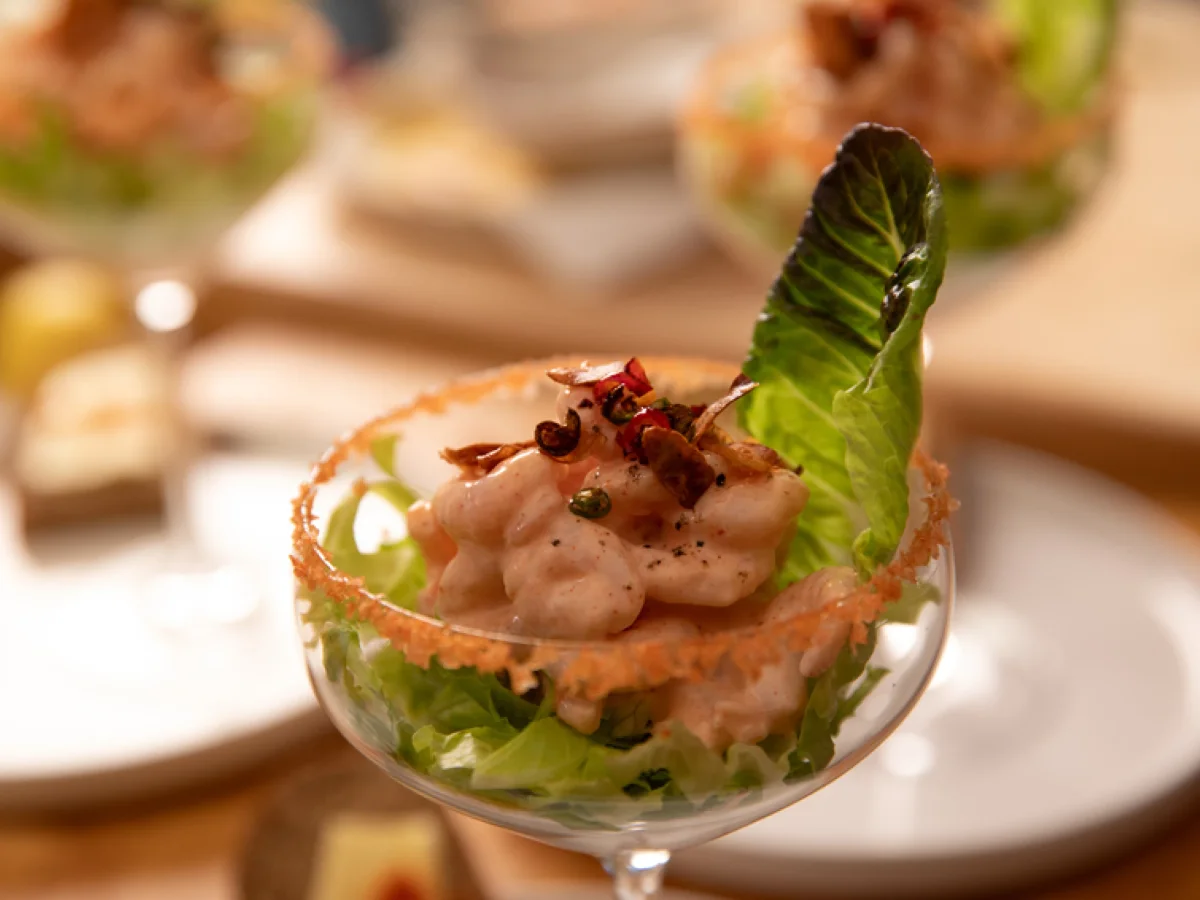 Marcus Wareing's Ultimate Prawn Cocktail with Tiger Prawns and a Crisp Chilli Garnish