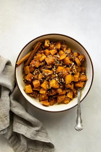Roasted Butternut Squash with Pecan Maple Glaze