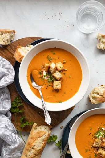 Roasted Tomato Carrot Ginger Soup