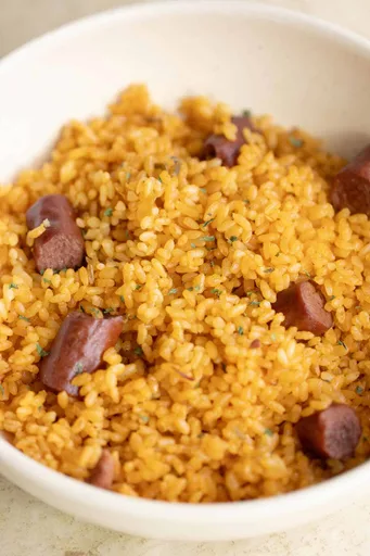 Arroz con Salchichas Puertorriqueno