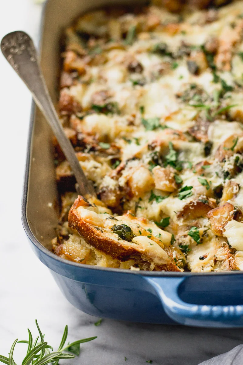 Overnight Vegetarian Breakfast Strata with Potatoes and Fontina