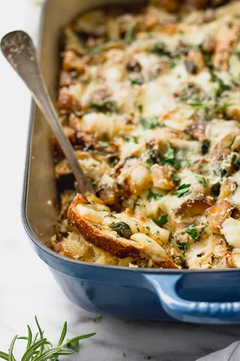 Overnight Vegetarian Breakfast Strata with Potatoes and Fontina