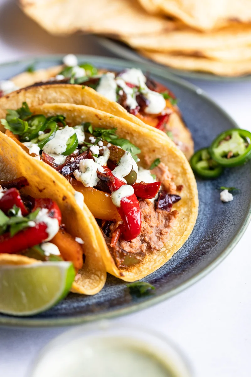 25-Minute Vegetarian Skillet Fajitas with Refried Beans