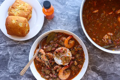 Okra and Shrimp Gumbo with Homemade Shrimp Stock