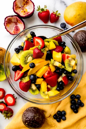 Fruit Salad with Passion Fruit Dressing