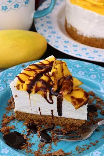 Tarta de queso con mango sin horno