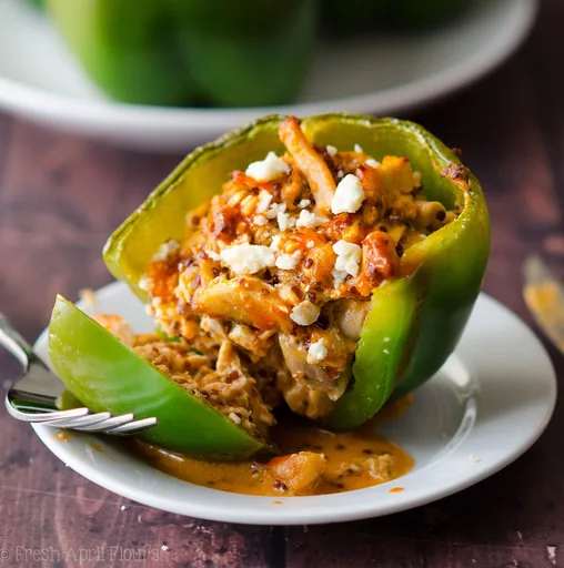 Pimientos rellenos de pollo estilo Buffalo para preparar con antelación