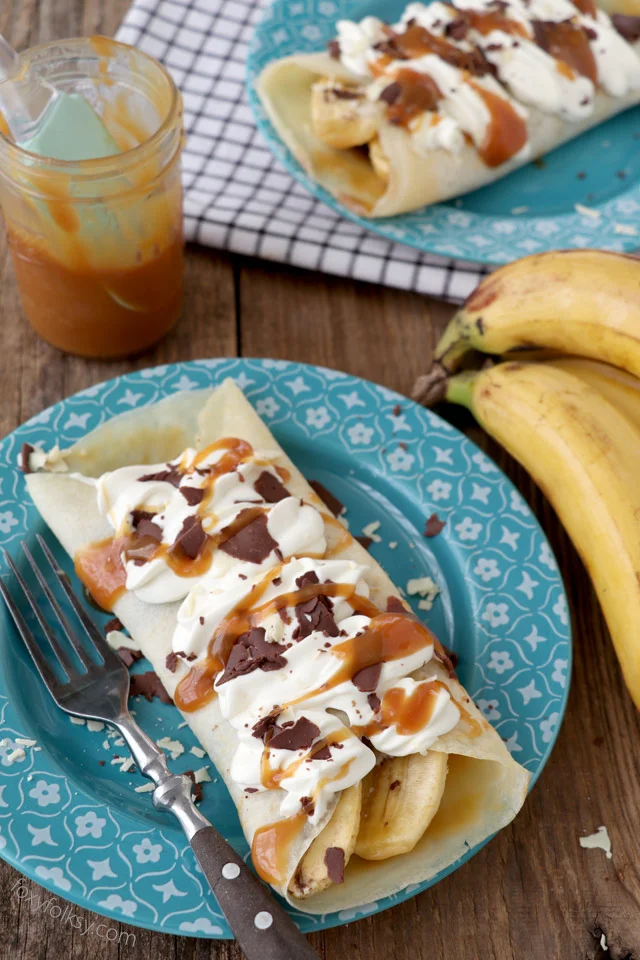 Banana Crepes with Choco-caramel Sauce