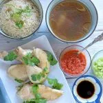 Hainanese Chicken Rice with 3 dipping sauce