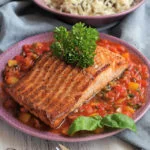 Pan-seared Salmon with Tomato-Basil Sauce