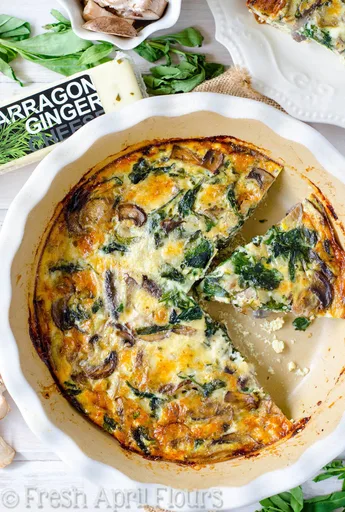 Quiche de champiñones y estragón sin masa