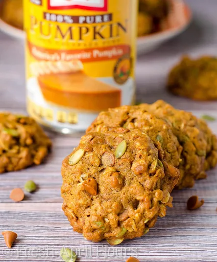 Pumpkin Oatmeal Cookies with Cinnamon Chips