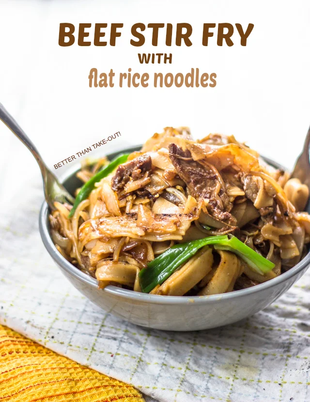 Beef Stir Fry with Flat Rice Noodles