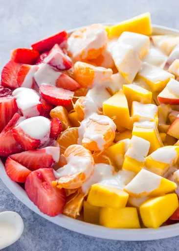 Fruit Salad with Healthy Honey Yogurt Sauce