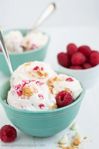 No Churn White Chocolate Raspberry Cheesecake Ice Cream
