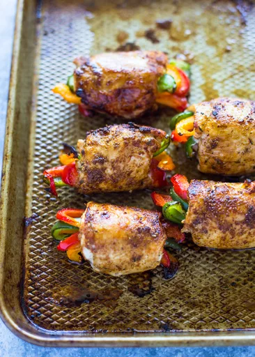 Rollitos de fajitas de pollo al horno