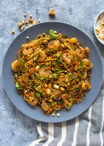 10 Minute Low-Carb Shrimp Zoodle Pad Thai