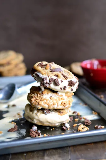 Salted Chocolate Chunk & Toffee Ice Cream Sandwiches