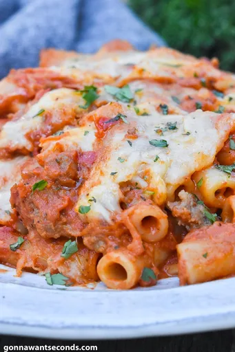 Ziti al horno con salchicha italiana