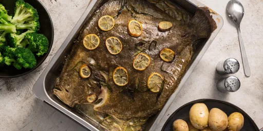 Roast turbot with fennel, tarragon and lemon