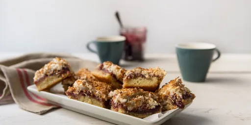 Gluten-free coconut and cherry squares