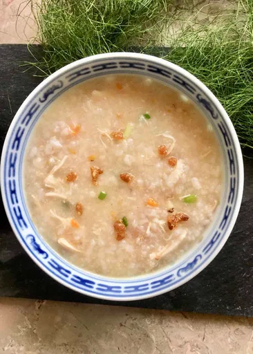 Leftover roast chicken congee (jook)