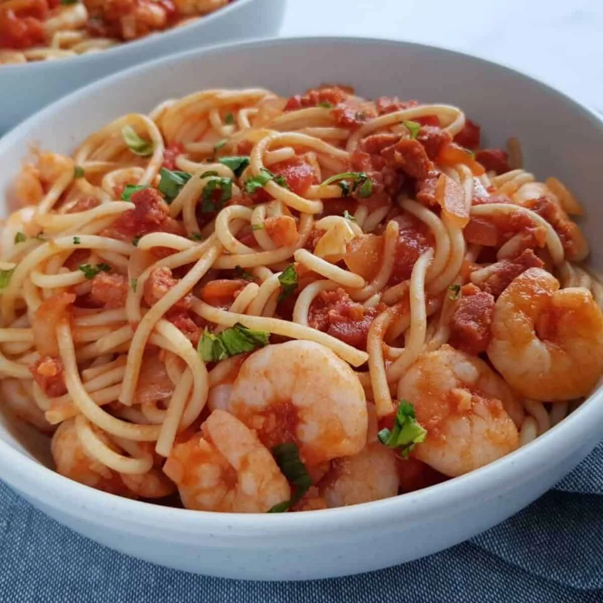 Shrimp and chorizo pasta