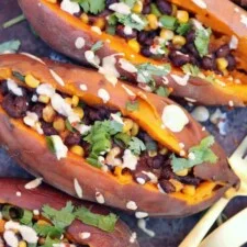 Slow Cooker Loaded "Baked" Sweet Potatoes