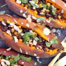 Slow Cooker Loaded "Baked" Sweet Potatoes
