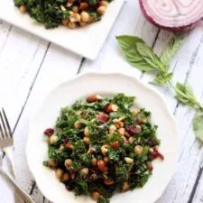 Basil Balsamic Chickpea and Kale Salad