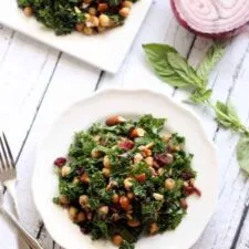 Basil Balsamic Chickpea and Kale Salad