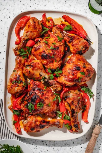 Pollo a la harissa al horno (con glaseado de miel)