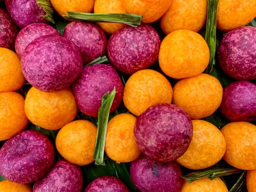 Thai Sweet Potato Balls (Kanom Kai Nok Krata)