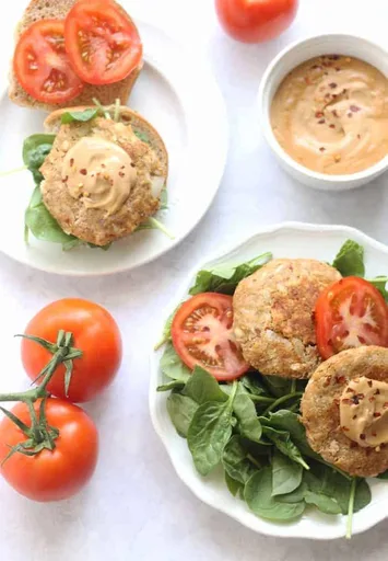 Asian Tuna Burgers with Ginger Soy Cashew Cream