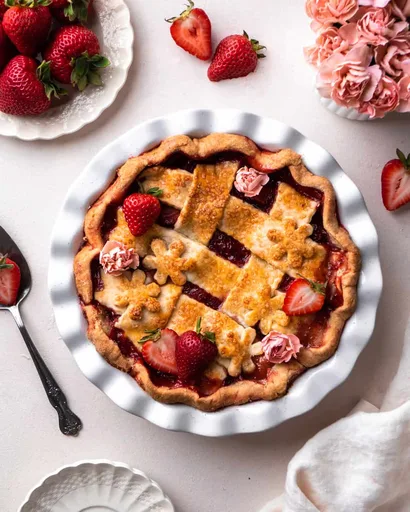 Strawberry Cardamom Rose Pie