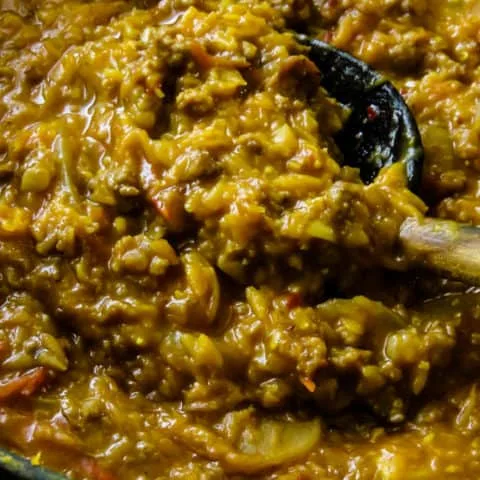 red lentil-ground beef chili(one pot meals)