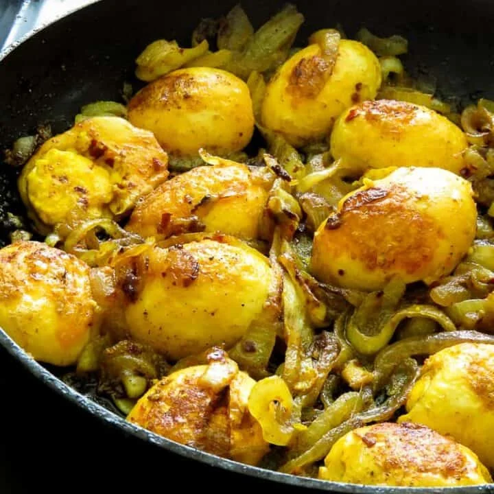 Curried egg stir-fry with caramalised Onions( Sri Lankan).