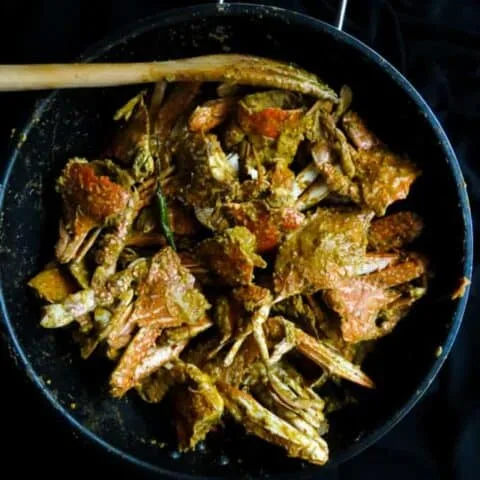 Sri Lankan crab curry in chilli-garlic sauce(thick gravy).