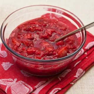 Compota de fresa y ruibarbo asados