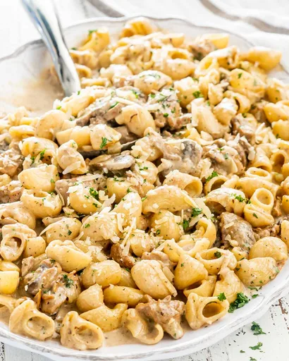 Pasta cremosa con pollo Marsala