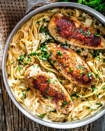 Creamy Lemon Chicken Piccata Fettuccine
