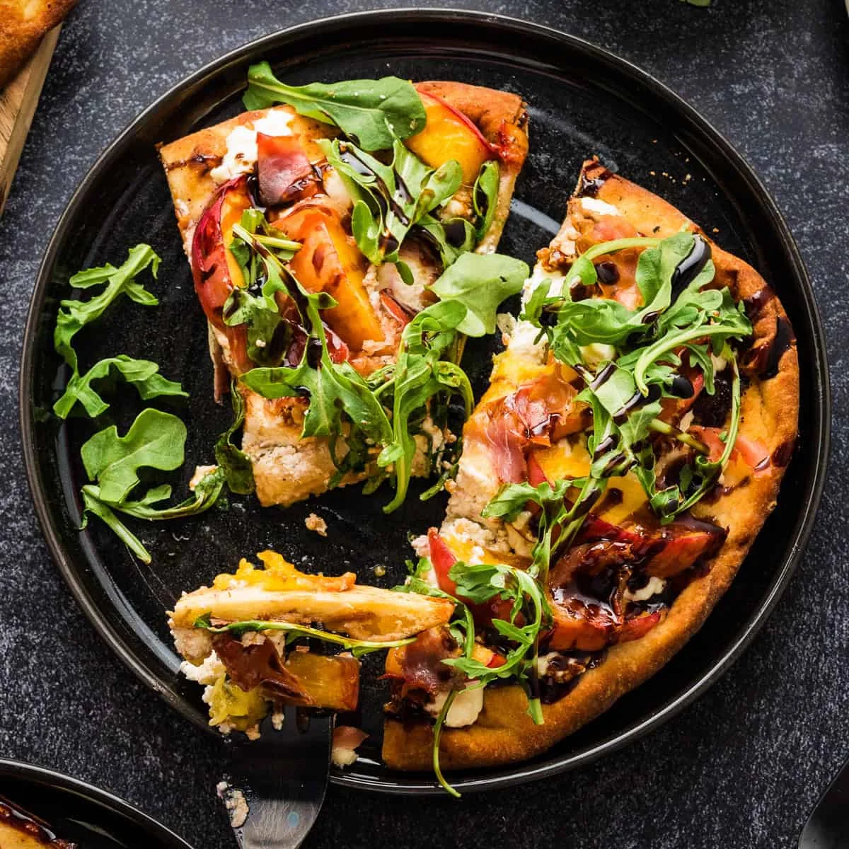 Peach Flatbread with Goat Cheese & Prosciutto