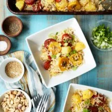 Andouille Plantain and Pineapple Fried Rice