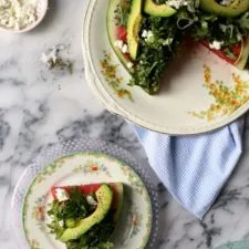 Watermelon Wedge Salad with arugula, jalapeño, and avocado