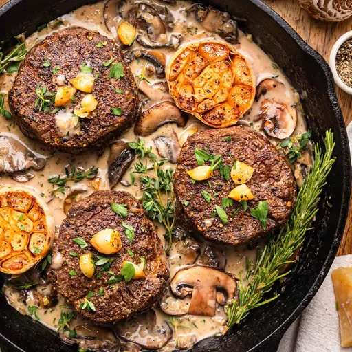 Filete Mignon con Salsa Cremosa de Champiñones