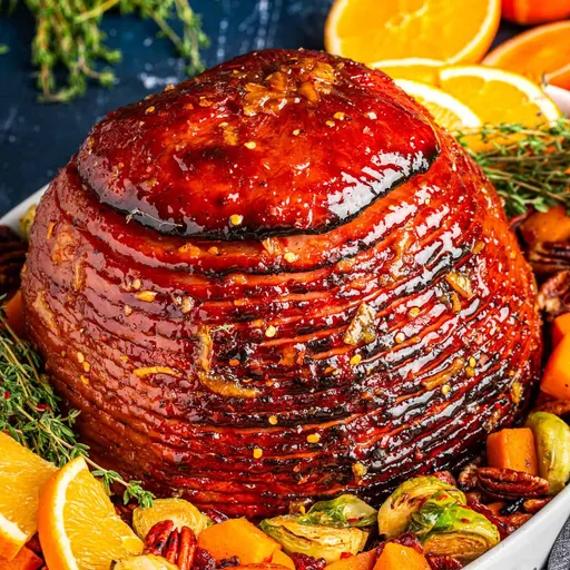 Jamón glaseado con azúcar Moreno y glaseado de miel y naranja