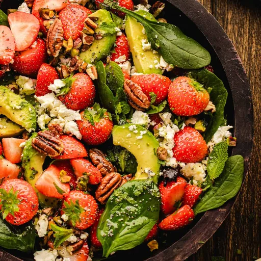 Strawberry Spinach Salad with Feta, Avocado, and Poppy Seed Dressing