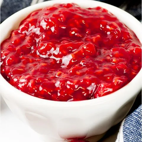 Salsa de frambuesa (compota de frambuesa)